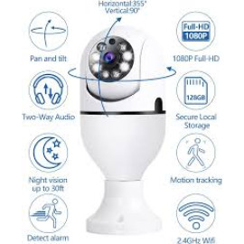 Ampul Kamera Duy Girişli Harekete Duyarlı Gece Görüşlü Kablosuz Wifi Bebek Güvenlik Kamerası Uzaktan İzleme