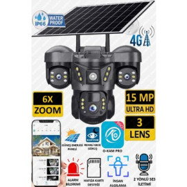 3 Kameralı o-kam 7070 Gece Görüşlü 4g Sim Kartlı Güneş Panelli Güvenlik Kamerası